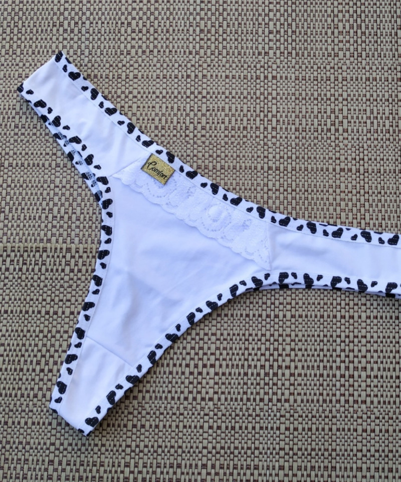 Calcinha Fio Coração - Branco, M