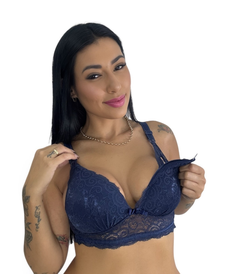 Sutiã de amamentação renda com bojo - Marilia - Marinho, M