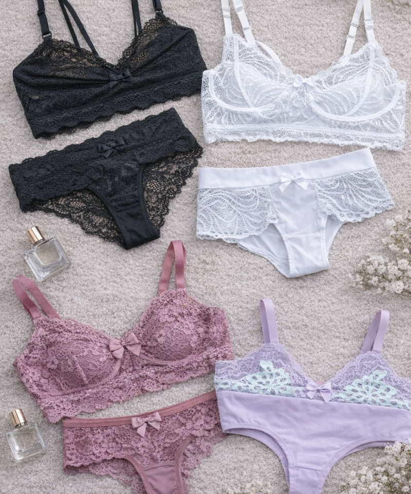 Kit com 10 Conjuntos de Lingerie Sem Bojo Variados – Queima de Estoque